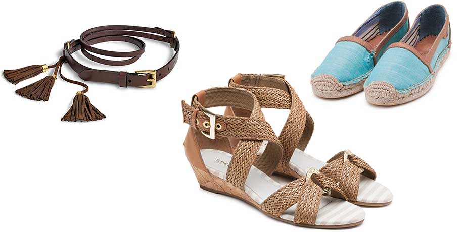 Brown Leather belt, two pairs of sandals